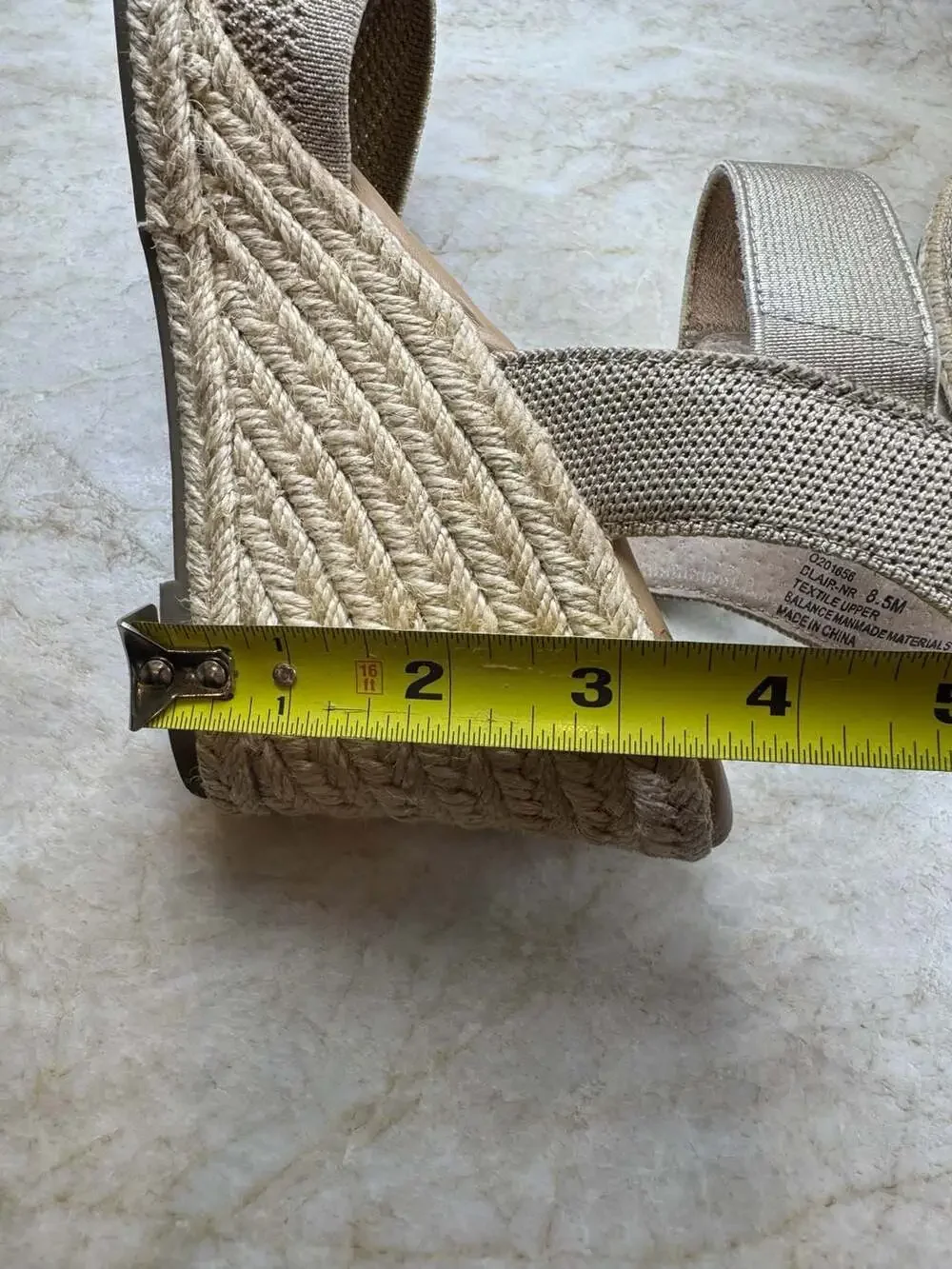 Me Too Blair Espadrille Wedge Sandals Gold Metallic Knit Womens 8.5 M